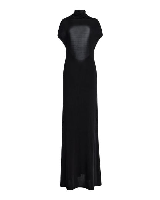Colleen Allen Black Backless Jersey Maxi Dress