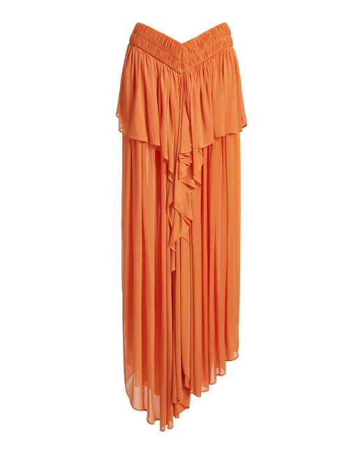 Christopher Esber Orange Oniro Fluted Maxi Skirt