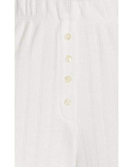 Leset White Pointelle-knit Cotton Boxer Pants