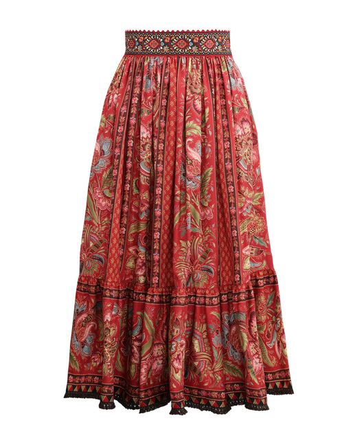 Lena Hoschek Red Paysanne Cotton Midi Skirt