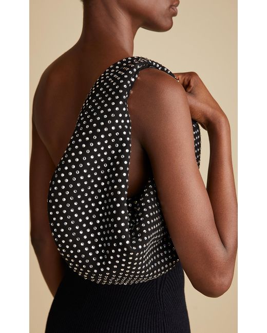 Khaite Black Olivia Crystal-embellished Leather Hobo Bag