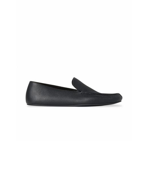 The Row Black Leo Leather Slippers