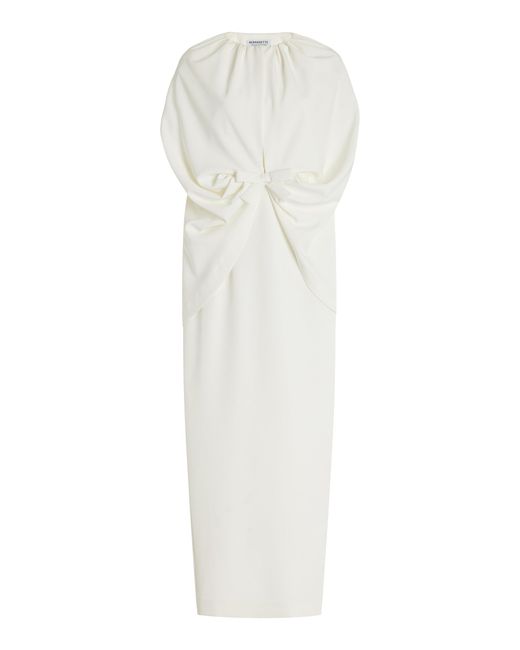 BERNADETTE White Gislene Cape-detailed Crepe Maxi Dress