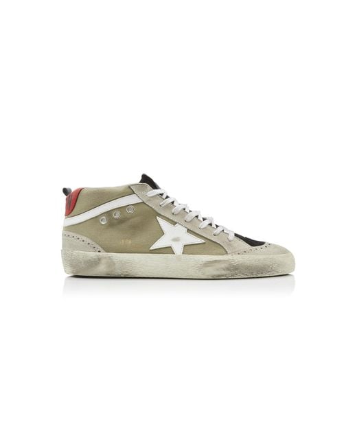 Golden Goose Deluxe Brand Green Mid Star Distressed Suede And Rubber Sneakers for men