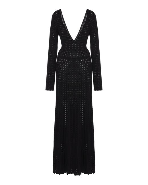 A.W.A.K.E. MODE Black Plunged Knit Maxi Dress
