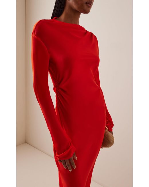 Sir Fresca Gathered Silk Midi Dress