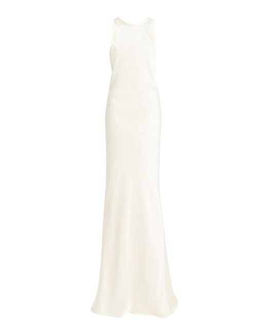 Victoria Beckham Twist-detailed Satin Gown in White | Lyst