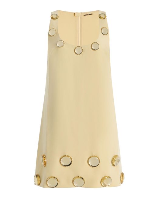 alexis ciena embellished crepe mini dress Alexis Aravine Jeweled Crepe Mini Dress in Natural