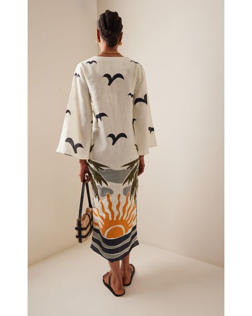 Cala De La Cruz Natural Beatrice Linen Tunic Midi Dress
