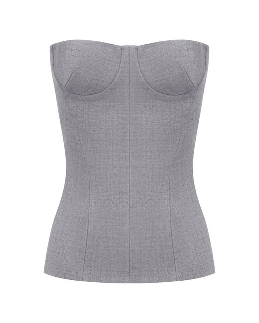 Alex Perry Gray Cupped Wool Corset Top