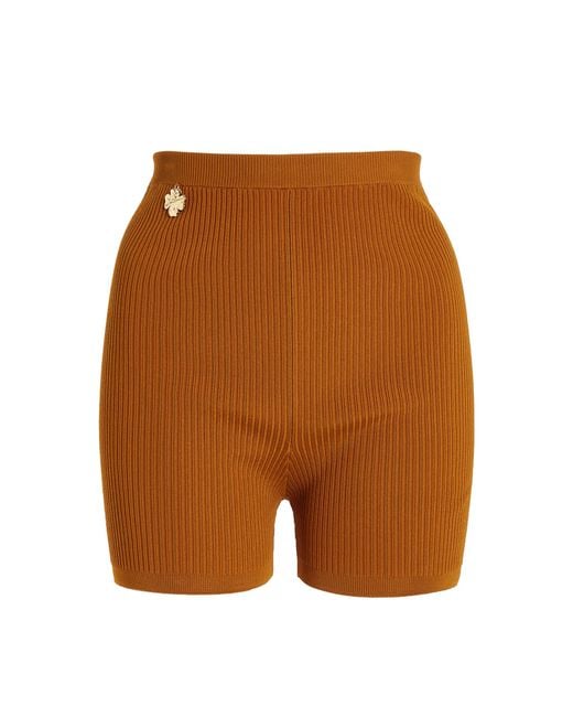 Saint Laurent Brown Ribbed Knit Cycling Shorts