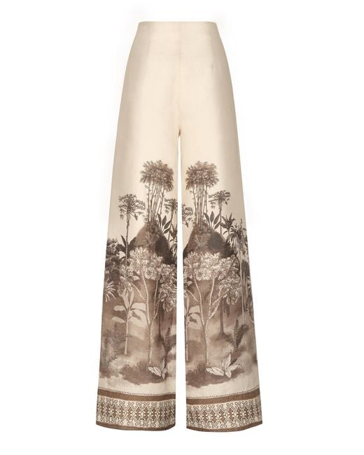 ANDRES OTALORA Natural Analipa Printed Linen Pants