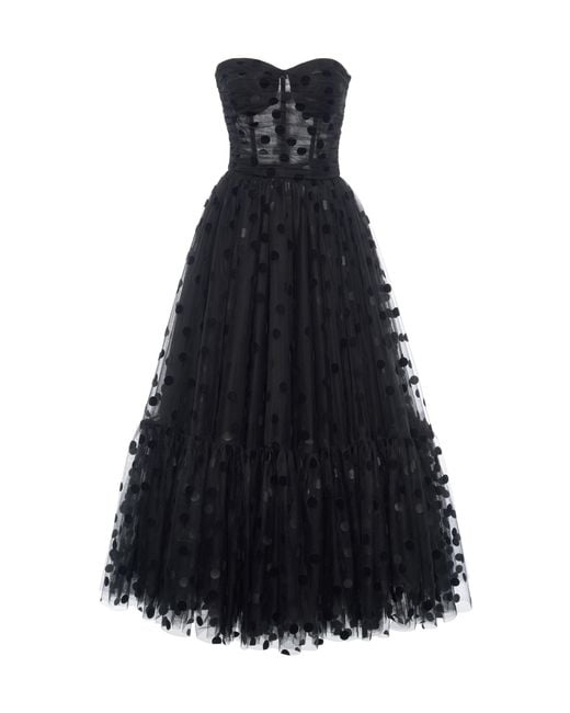 Dolce & Gabbana Black Polka-dot-flocked Tulle Gown