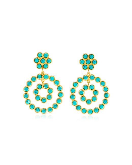 Sylvia Toledano Green Happy Flower 22k Gold-plated Turquoise Earrings