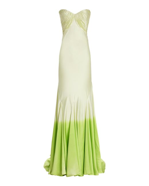 Alejandra Alonso Rojas Silk Bustier Gown in Green | Lyst