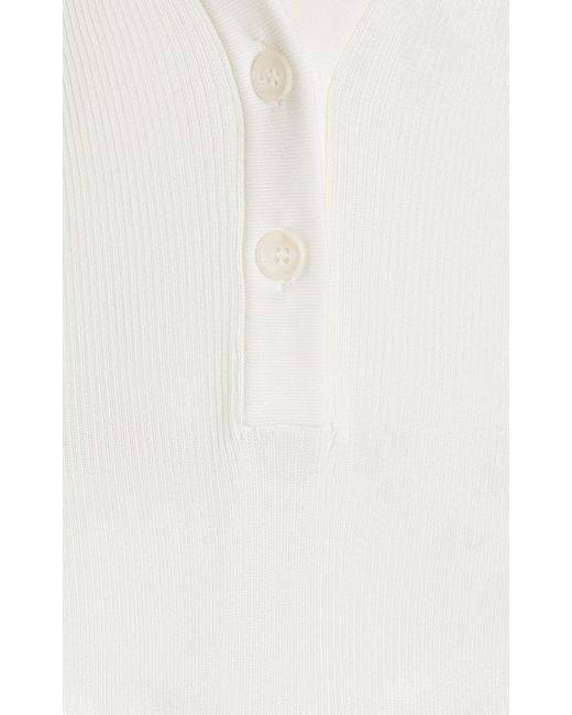 Nensi Dojaka White Ribbed-knit Cardigan Bodysuit