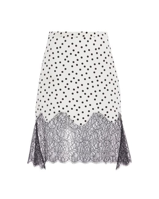 Franchise White Exclusive Stevie Lace-Trimmed Silk Crepe Mini Skirt