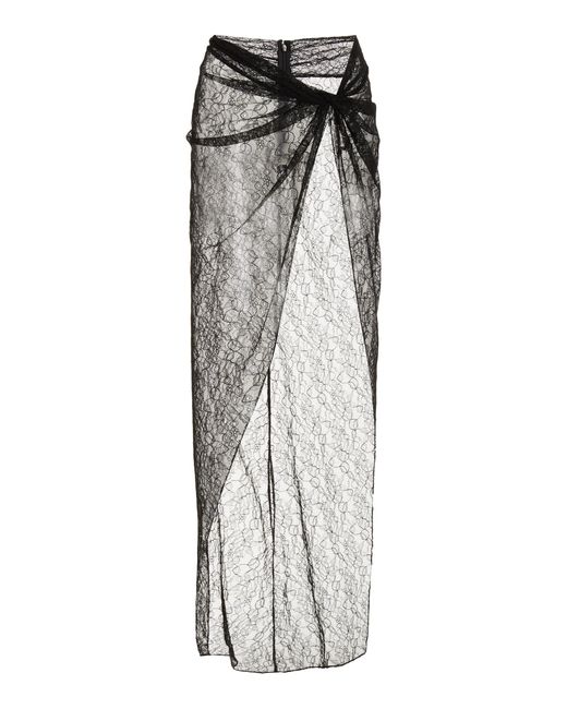 LAQUAN SMITH Black Sheer Wrap Maxi Skirt