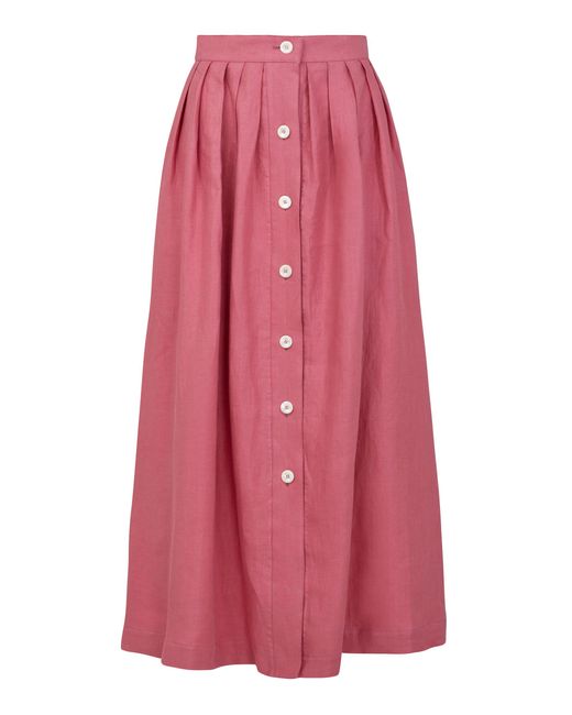 Giuliva Heritage Pink Lilium Linen Skirt