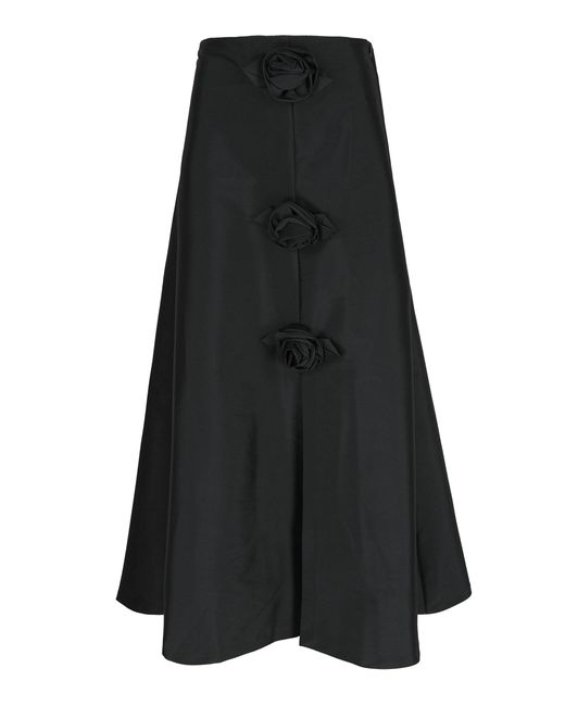 BERNADETTE Black Rosette Midi Dress