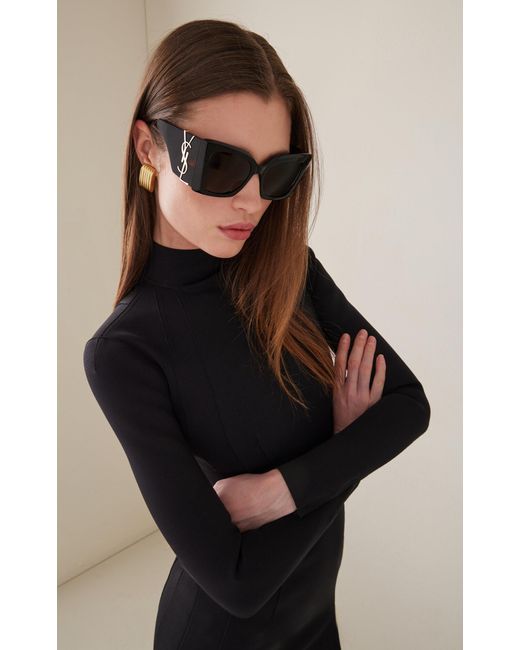 Saint Laurent Black Oversized Cat-eye Acetate, Bio-nylon Sunglasses