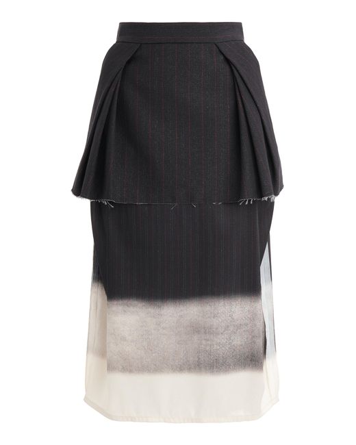 Maison Margiela Black Dip-dyed Twill-cotton Midi Skirt