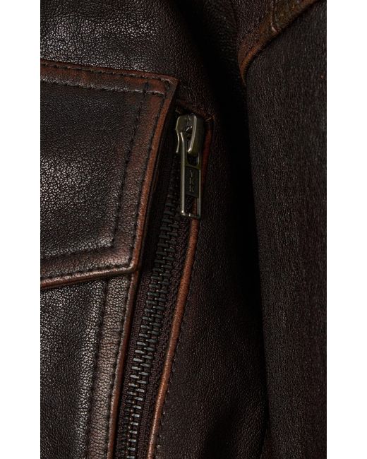 Staud Black Eugene Distressed Leather Jacket