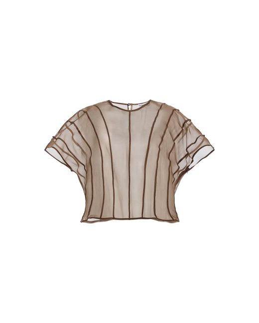 Kamperett Brown Anemoia Silk Organza Blouse