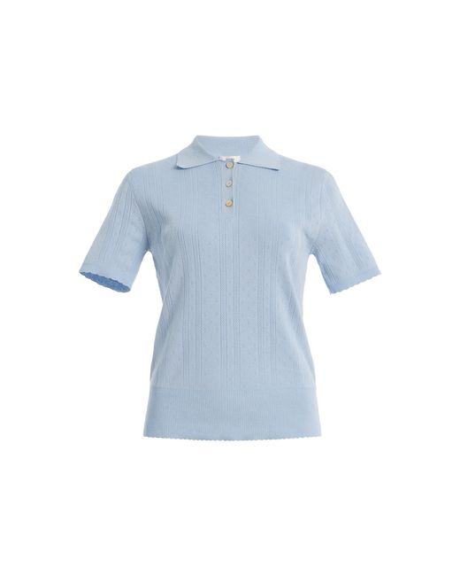 AMIYA Blue Mina Cotton Pointelle Polo