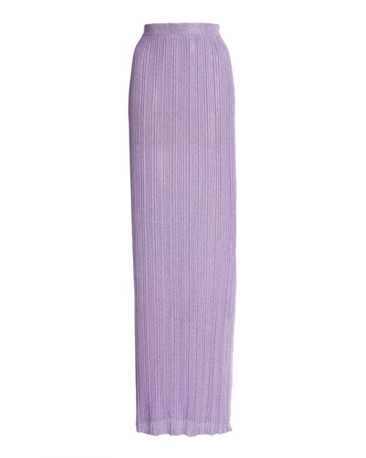 Del Core Purple Ribbed Cotton Maxi Skirt