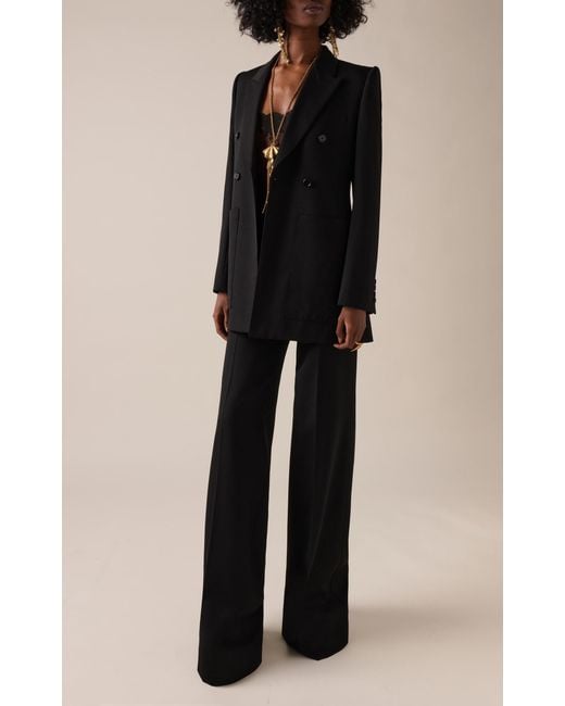 Chloé Black Double-Breasted Grain De Poudre Wool Blazer