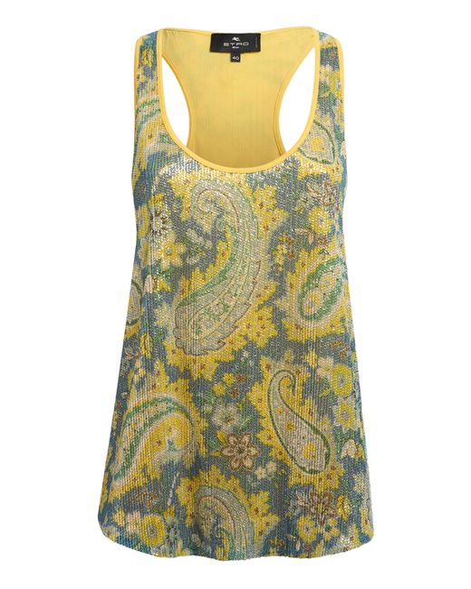 Etro Yellow Printed Tank Top