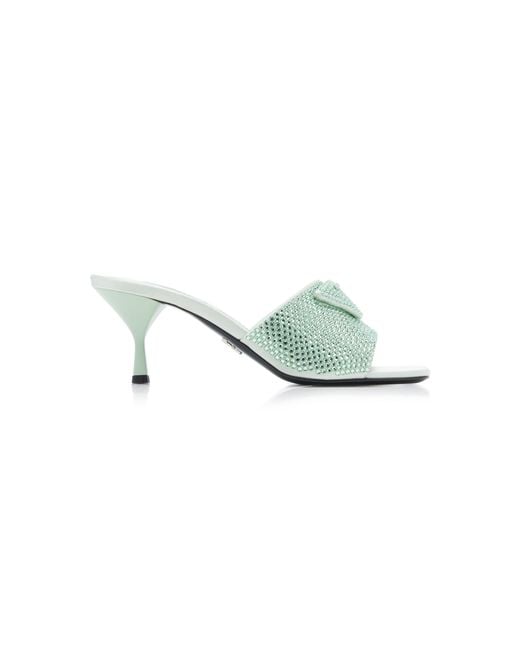 Prada Blue Crystal-Covered Satin Sandals