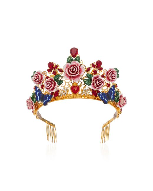 Dolce & Gabbana Multicolor Flower Crystal Tiara