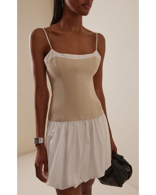 Jonathan Simkhai White Fifi Linen-Blend Bubble Mini Dress