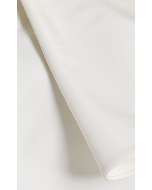 Carolina Herrera White Asymmetric Silk Top