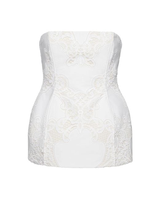 Magda Butrym White Embroidered Cotton Lace Corset Top