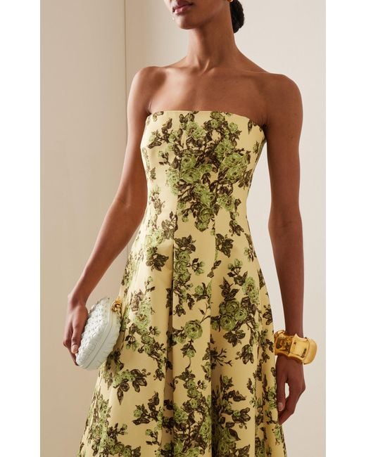Emilia Wickstead Ragna Rose-print Taffeta-faille Dress in Yellow | Lyst