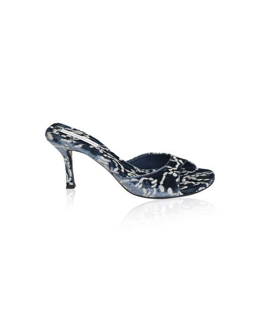 Christopher Esber Blue Delia Embroidered Velvet Mule