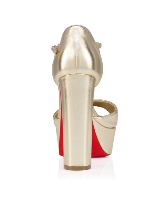 Christian Louboutin Natural Sandaloo 130Mm Metallic-Leather Platform Sandals