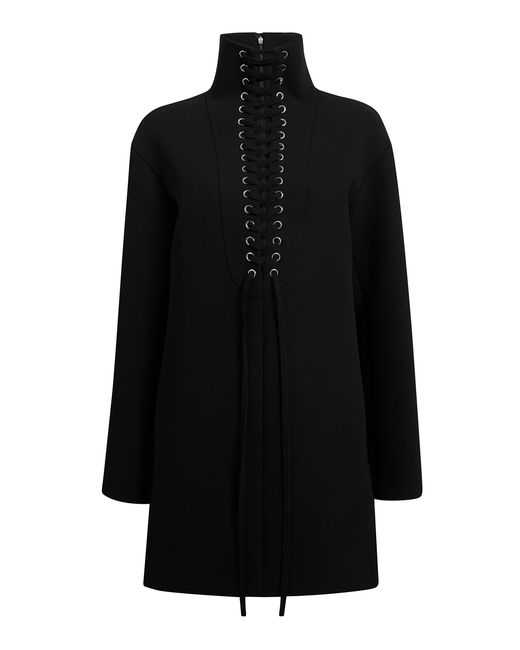 Khaite Black Lee Lace-Up Crepe Mini Dress