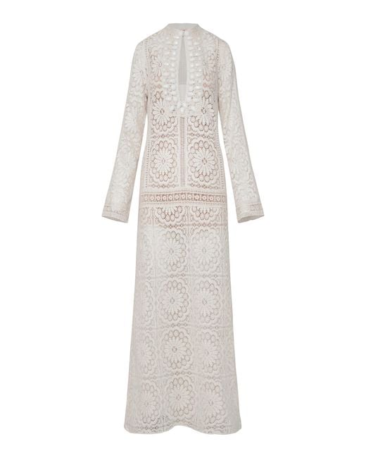Johanna Ortiz White Trails Of Light Cotton Maxi Dress
