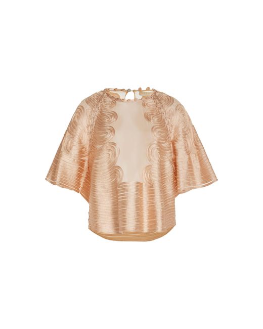 Ulla Johnson Natural Marlo Ribbon-Embroidered Silk Top