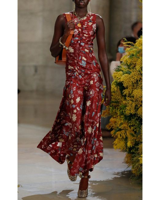alma embroidered sheer dress in red AvA Women's Geraldine Sheer Dress in Raspberry Grandiflora   AlavonAuersperg.com