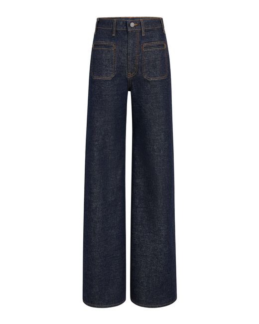 Khaite Blue Delmonico Stretch High-Rise Wide-Leg Jeans