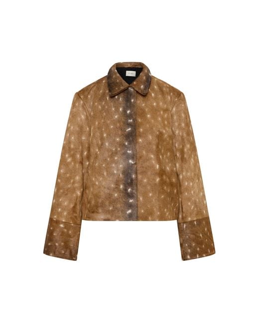 St. Agni Natural Fawn Minimal Patterned Leather Jacket