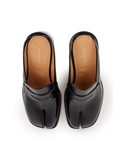 Maison Margiela Black Tabi City Leather Loafer Mules