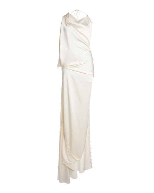 Victoria Beckham White Rouleaux Detail Sleeveless Gown