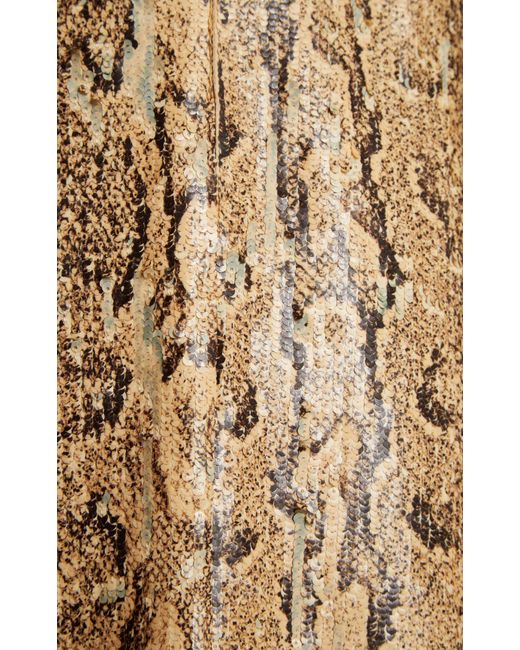 Dries Van Noten Natural Sequined Snake-Print Coat