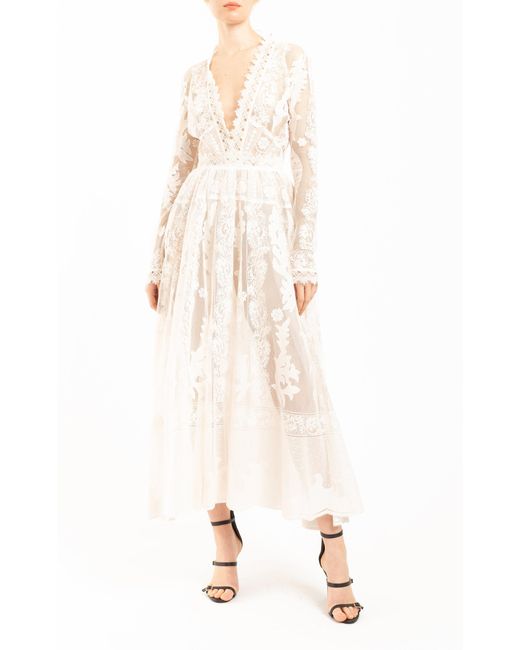 Zuhair Murad Isabella Lace Midi Dress in White | Lyst Canada